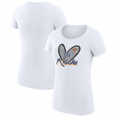 New York Knicks G-III 4Her by Carl Banks Women's Super-Slim Fit Lightweight Leopard Heart T-Shirt White