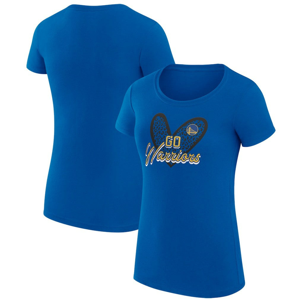 Golden State Warriors G-III 4Her by Carl Banks Women's Super-Slim Fit Lightweight Leopard Heart T-Shirt Royal