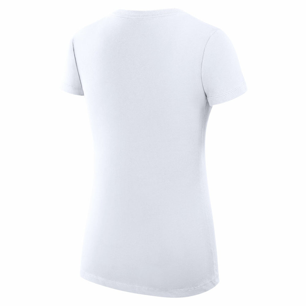 New York Knicks G-III 4Her by Carl Banks Women's Super-Slim Fit Lightweight Leopard Heart V-Neck T-Shirt White