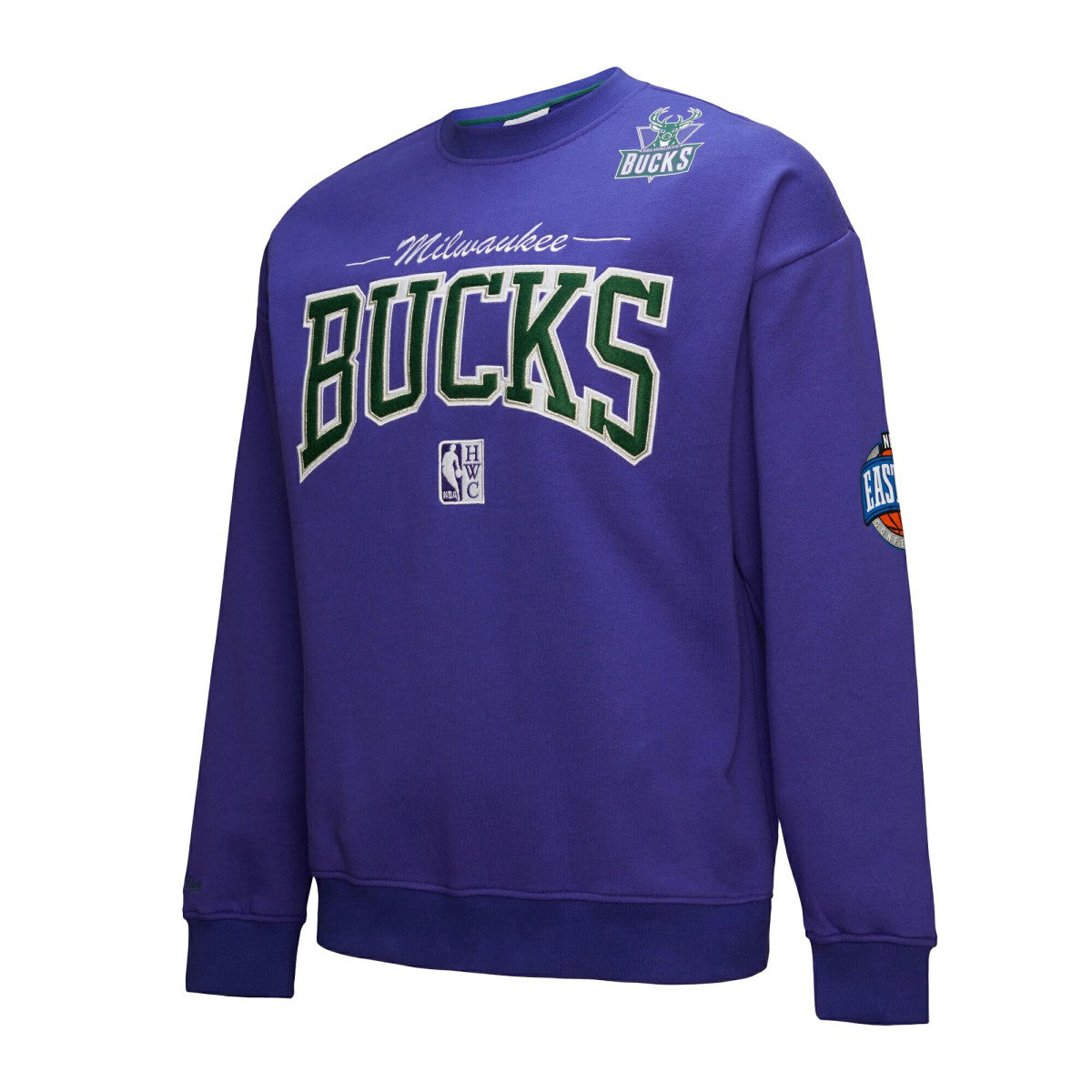 Mitchell & Ness Milwaukee Bucks Hardwood Classics There & Back 2.0 Vintage Pullover Sweatshirt Purple