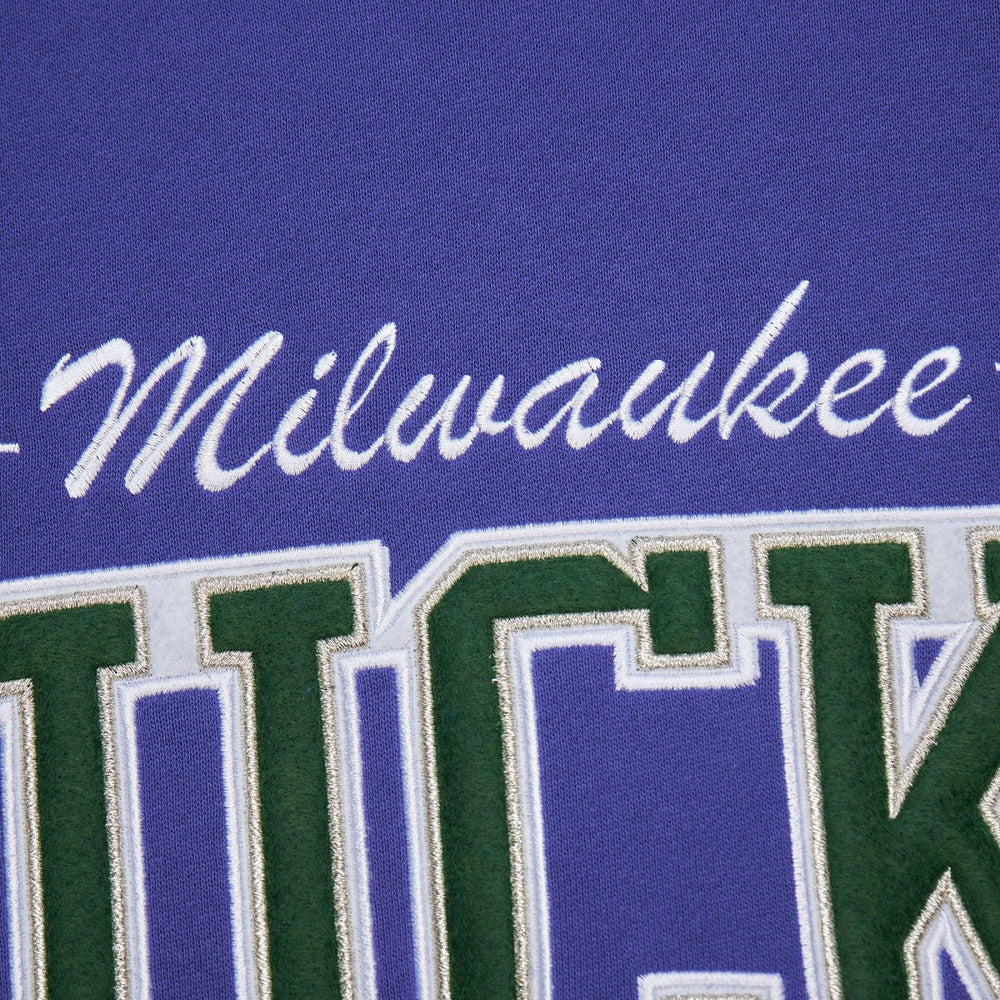 Mitchell & Ness Milwaukee Bucks Hardwood Classics There & Back 2.0 Vintage Pullover Sweatshirt Purple