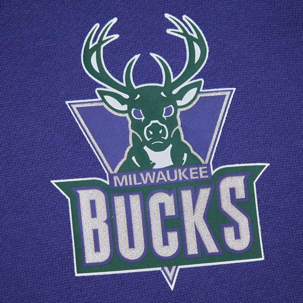 Mitchell & Ness Milwaukee Bucks Hardwood Classics There & Back 2.0 Vintage Pullover Sweatshirt Purple