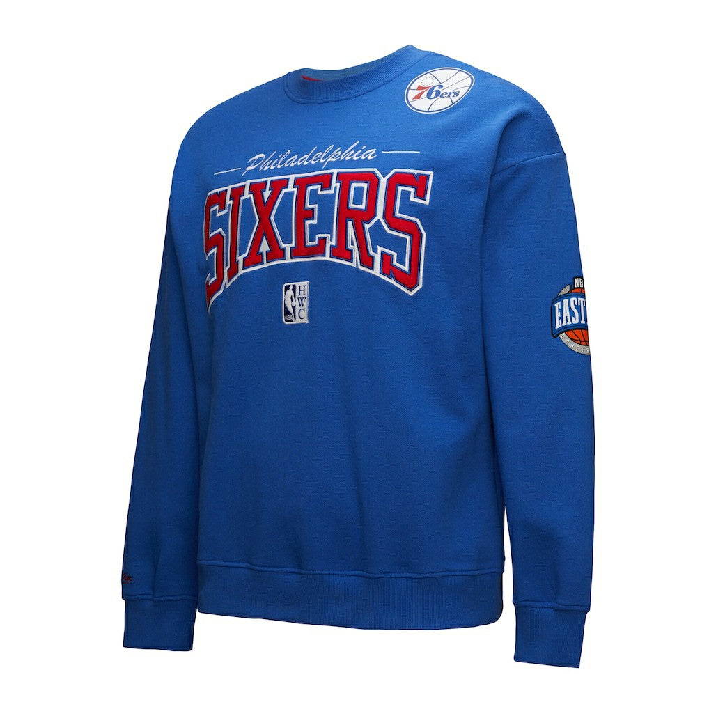 Mitchell & Ness Philadelphia 76ers Hardwood Classics There & Back 2.0 Vintage Pullover Sweatshirt Royal