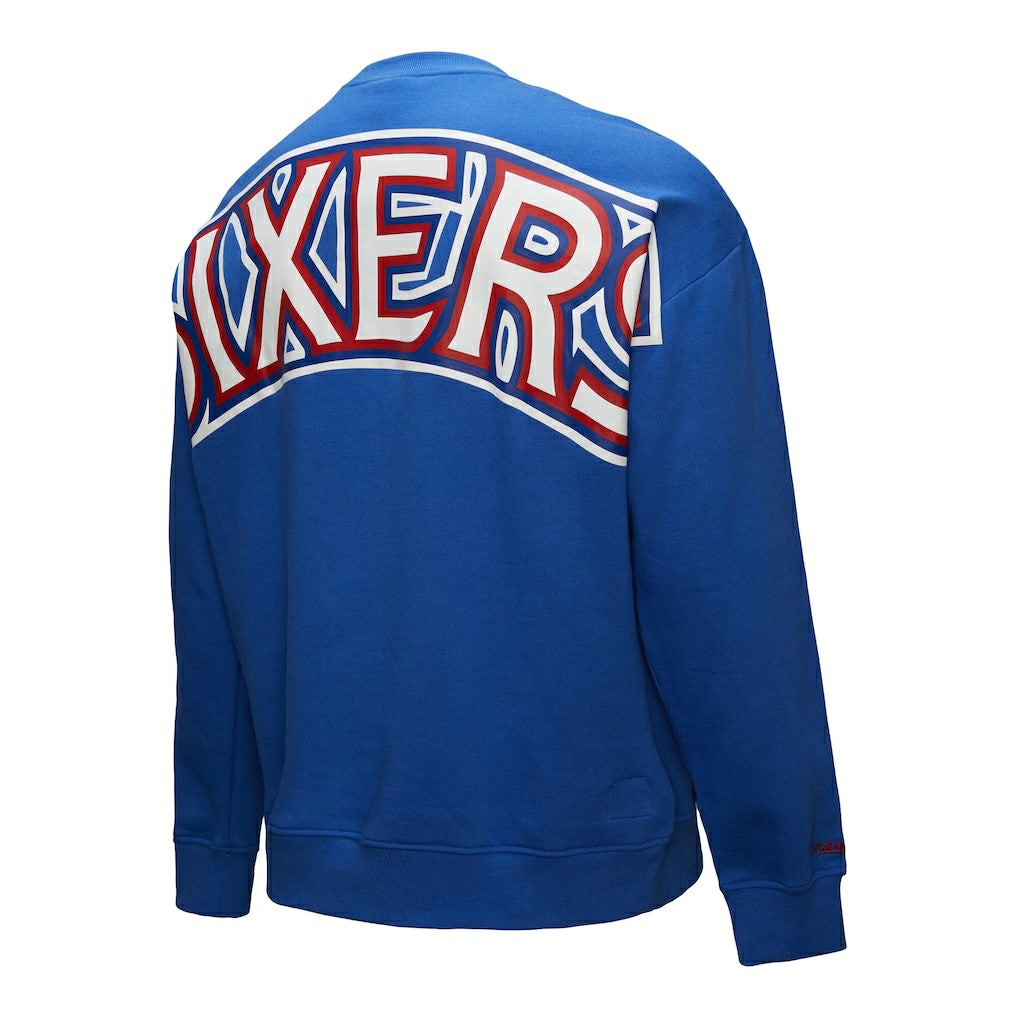 Mitchell & Ness Philadelphia 76ers Hardwood Classics There & Back 2.0 Vintage Pullover Sweatshirt Royal