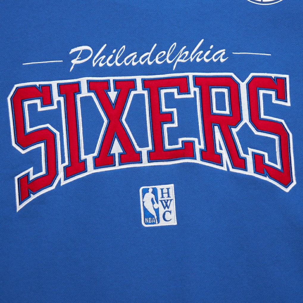 Mitchell & Ness Philadelphia 76ers Hardwood Classics There & Back 2.0 Vintage Pullover Sweatshirt Royal