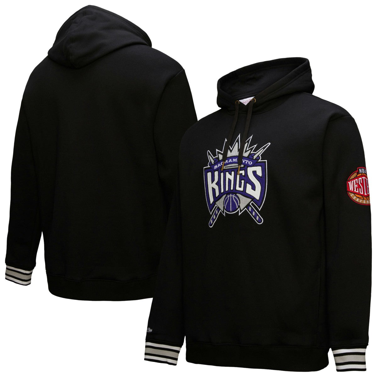 Mitchell & Ness Sacramento Kings Chainstitch Applique Vintage Heavyweight Pullover Hoodie Black
