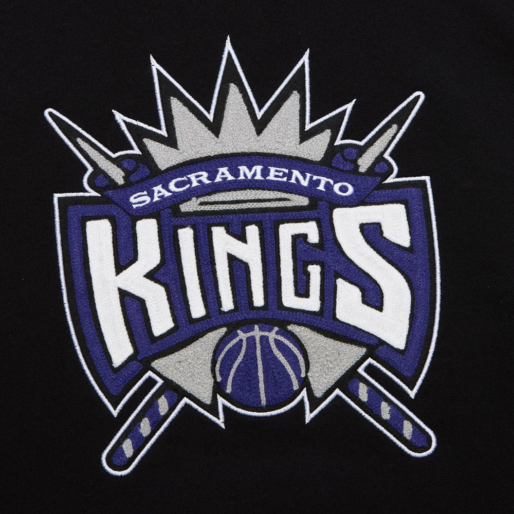 Mitchell & Ness Sacramento Kings Chainstitch Applique Vintage Heavyweight Pullover Hoodie Black