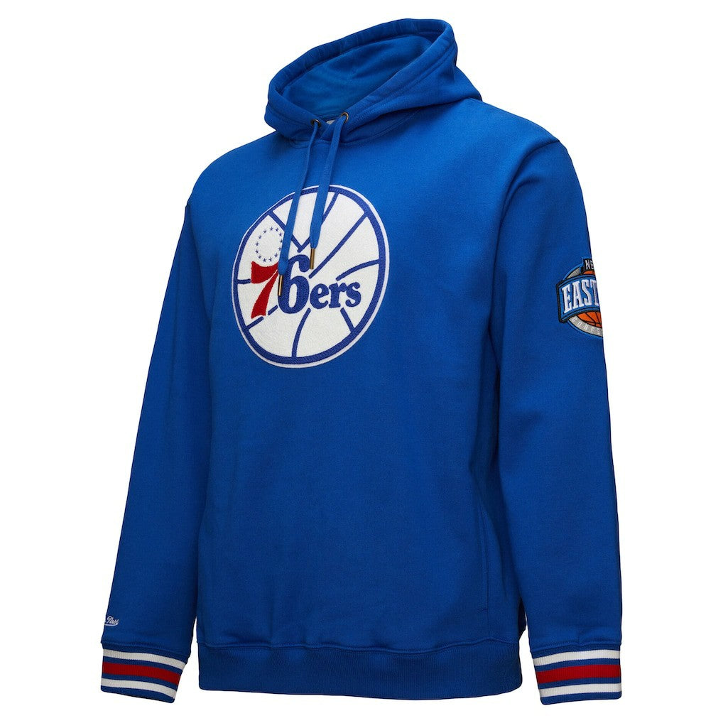 Mitchell & Ness Philadelphia 76ers Chainstitch Applique Vintage Heavyweight Pullover Hoodie Royal