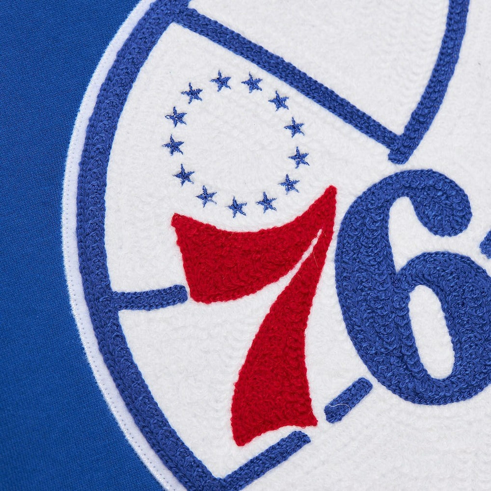 Mitchell & Ness Philadelphia 76ers Chainstitch Applique Vintage Heavyweight Pullover Hoodie Royal