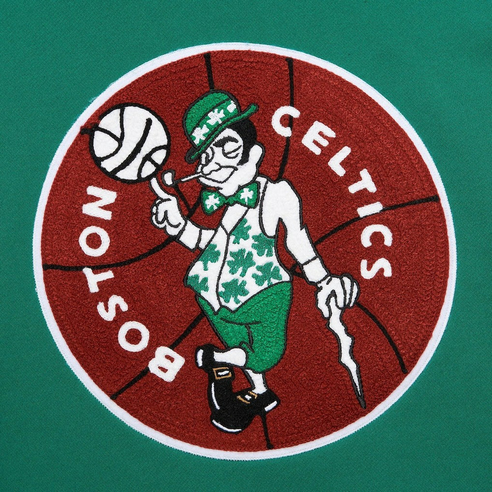 Mitchell & Ness Boston Celtics Chainstitch Applique Vintage Heavyweight Pullover Hoodie Kelly Green