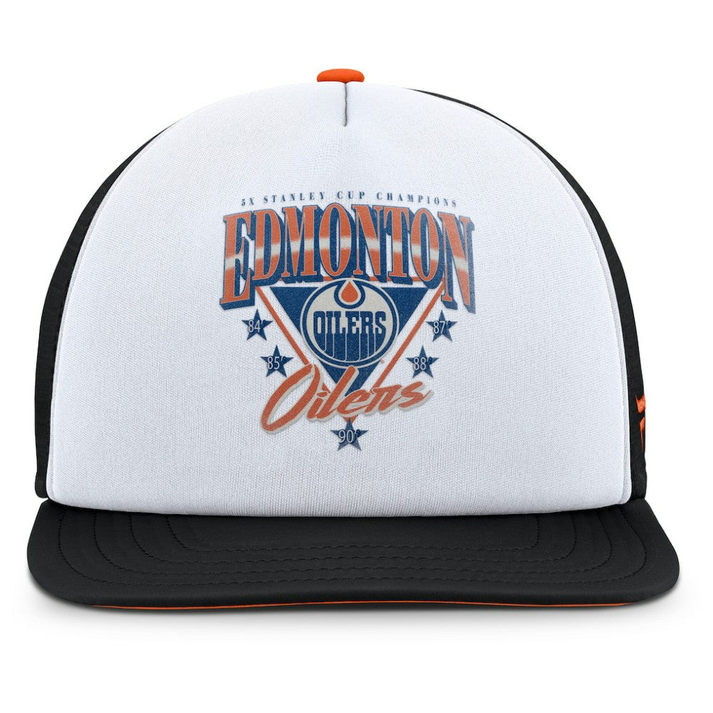 Edmonton Oilers Fanatics Decades Collection Foam Front Snapback Hat - White/Black | Fanatics Lifestyle