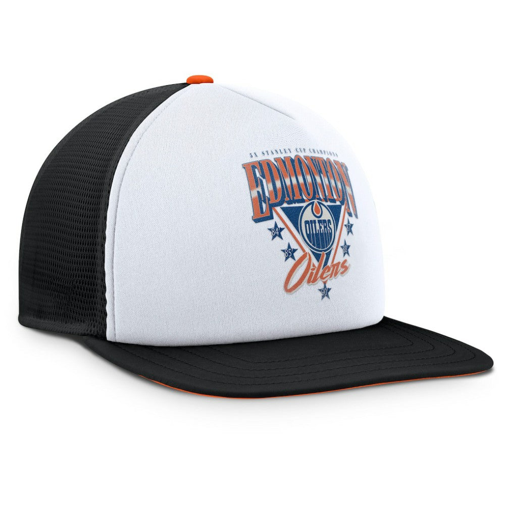 Edmonton Oilers Fanatics Decades Collection Foam Front Snapback Hat - White/Black | Fanatics Lifestyle