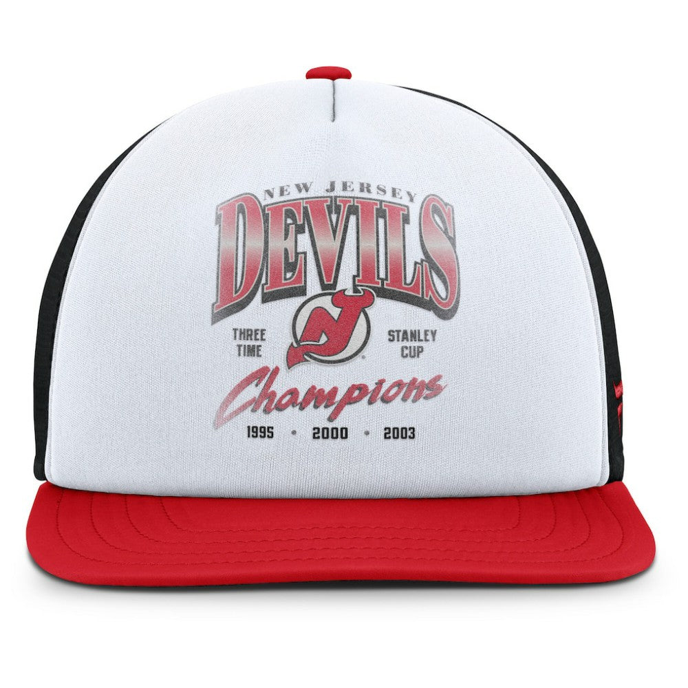 New Jersey Devils Fanatics Decades Collection Foam Front Snapback Hat - White/Red | Fanatics Lifestyle