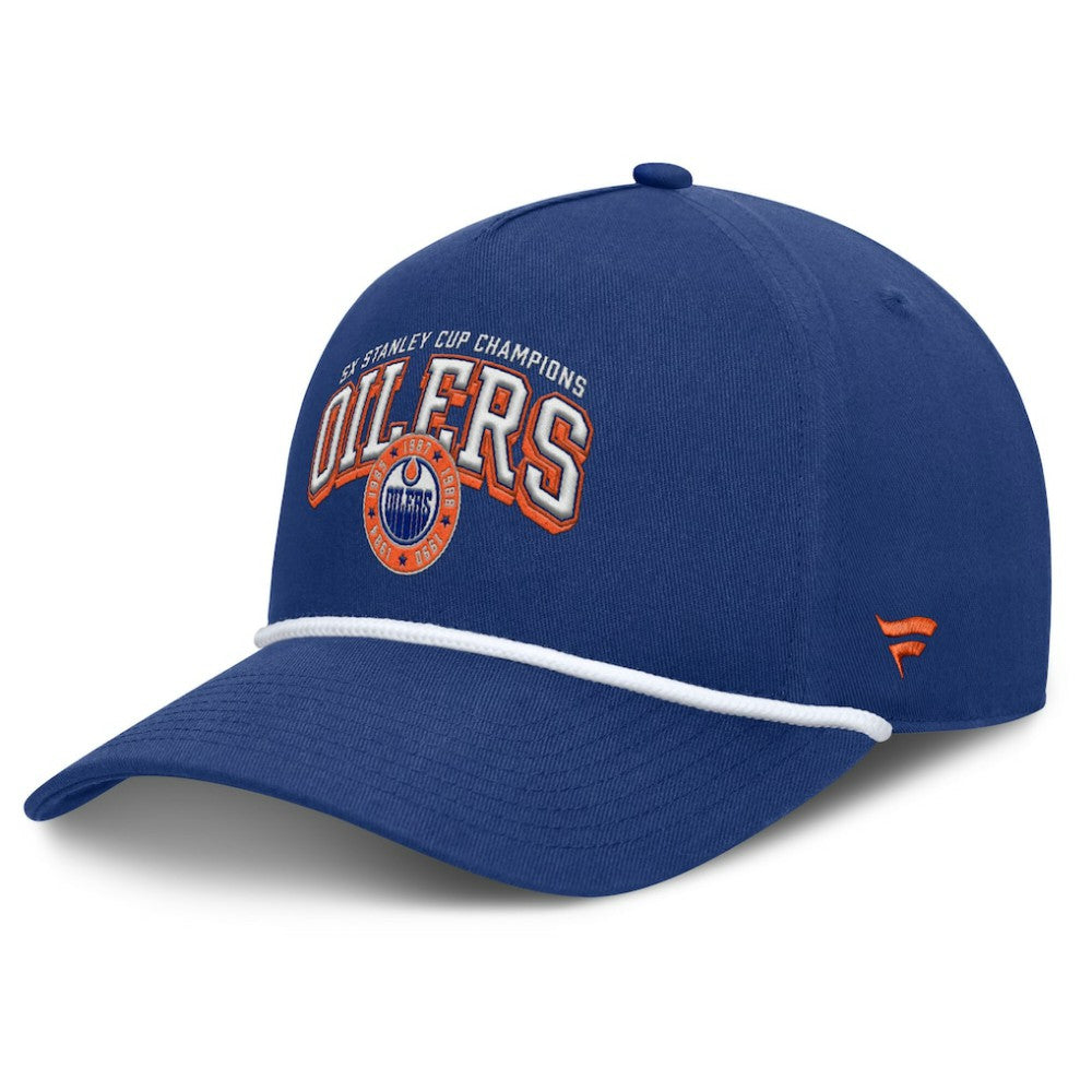 Edmonton Oilers Fanatics Decades Collection A-Frame Rope Adjustable Hat - Royal | Fanatics online
