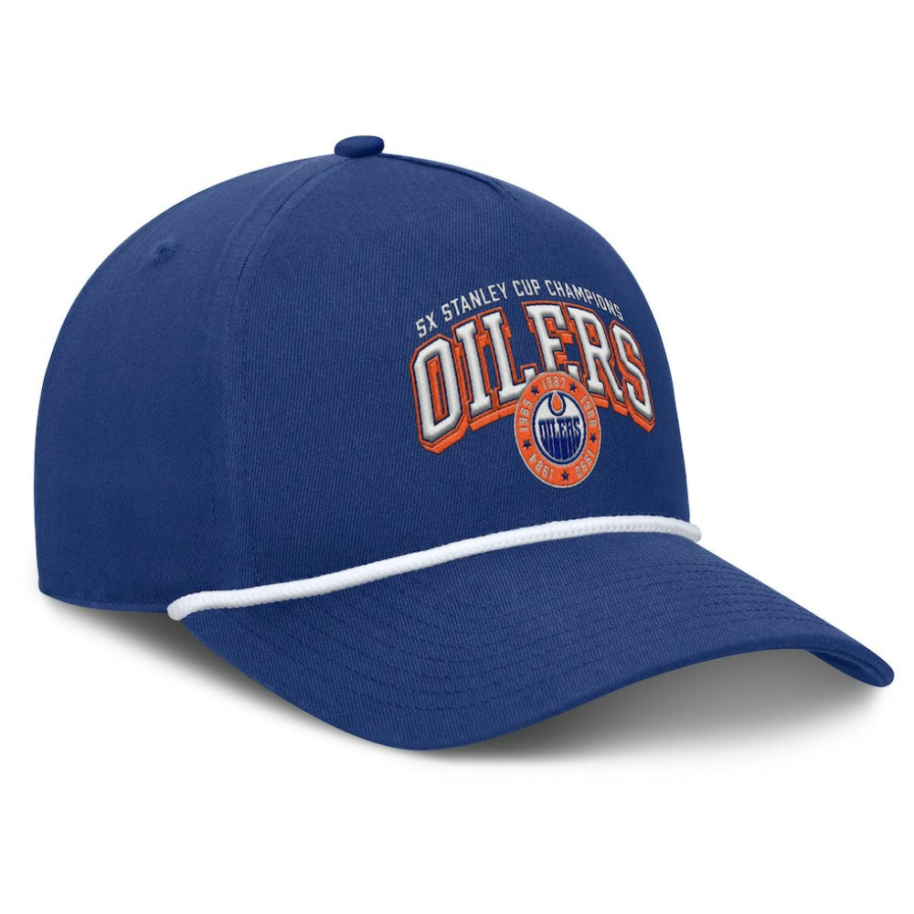 Edmonton Oilers Fanatics Decades Collection A-Frame Rope Adjustable Hat - Royal | Fanatics online