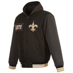 New Orleans Saints JH Design Reversible Twill Hoodie Full-Zip Jacket - Black - NFL