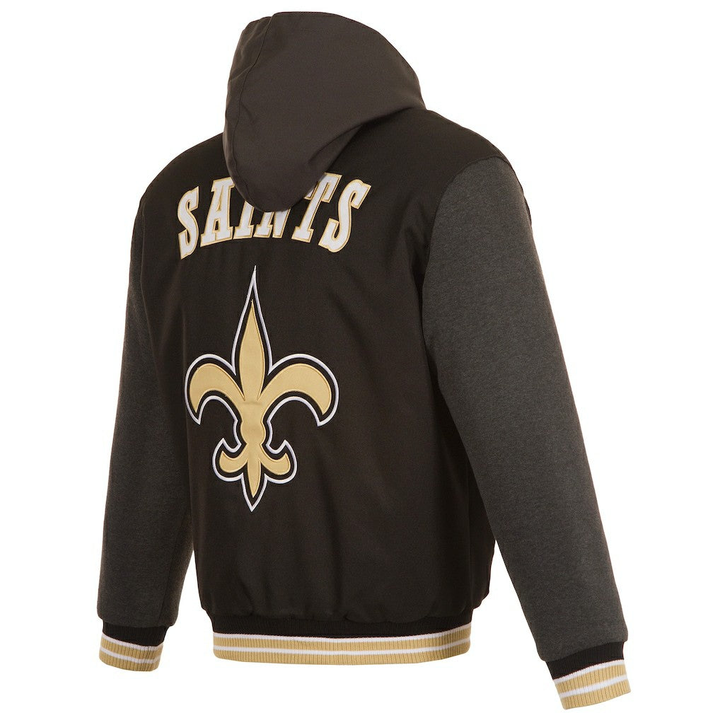 New Orleans Saints JH Design Reversible Twill Hoodie Full-Zip Jacket - Black - NFL