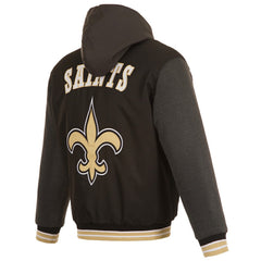 New Orleans Saints JH Design Reversible Twill Hoodie Full-Zip Jacket - Black - NFL