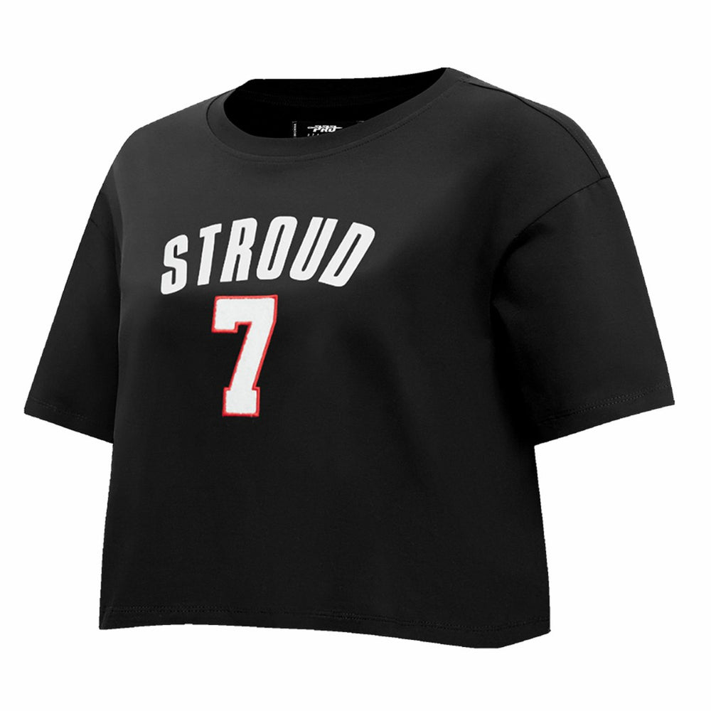 C.J. Stroud Houston Texans Pro Standard Women's Player Name & Number Cropped Boxy T-Shirt - Black - NFL