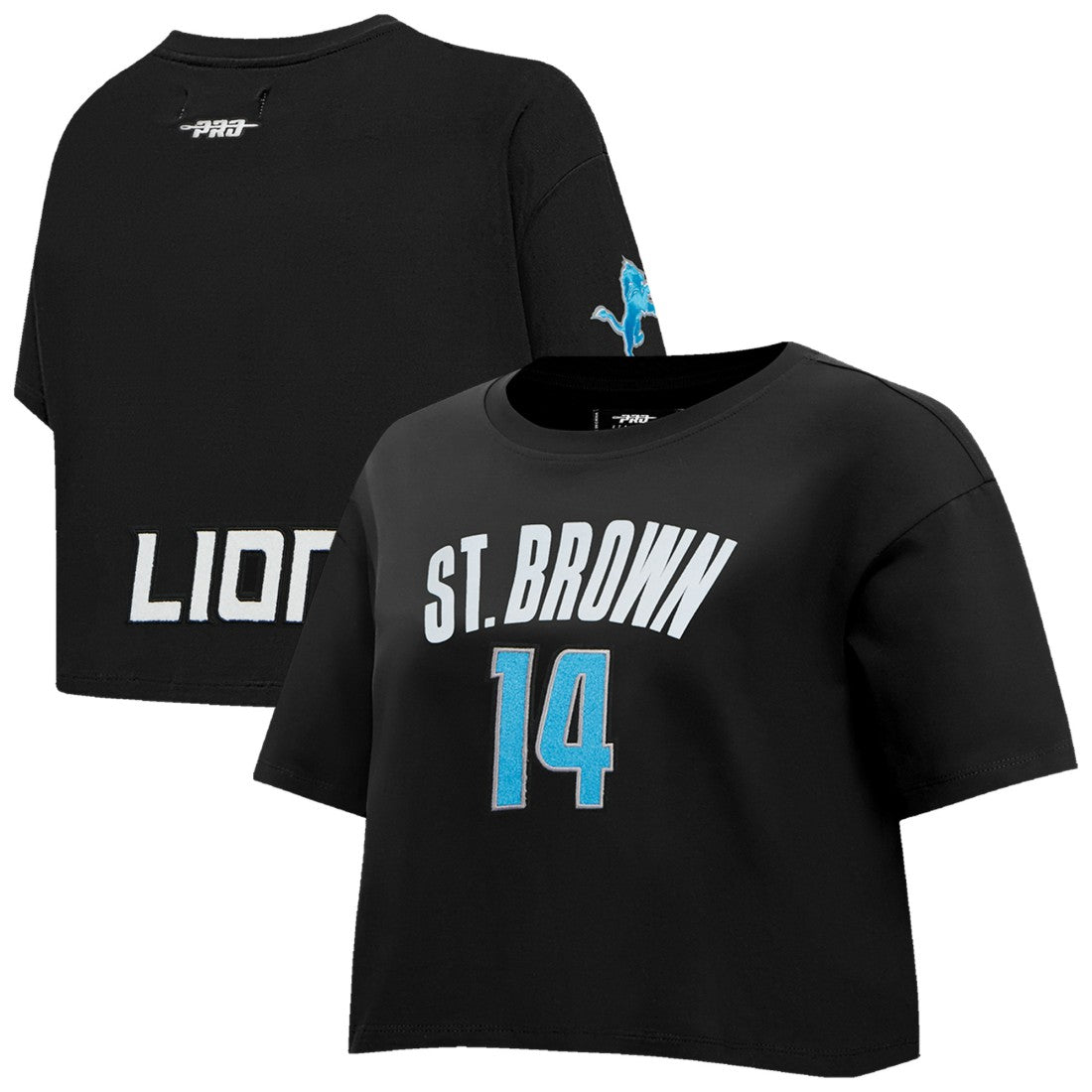 Amon-Ra St. Brown Detroit Lions Pro Standard Women's Player Name & Number Cropped Boxy T-Shirt - Black - NFL