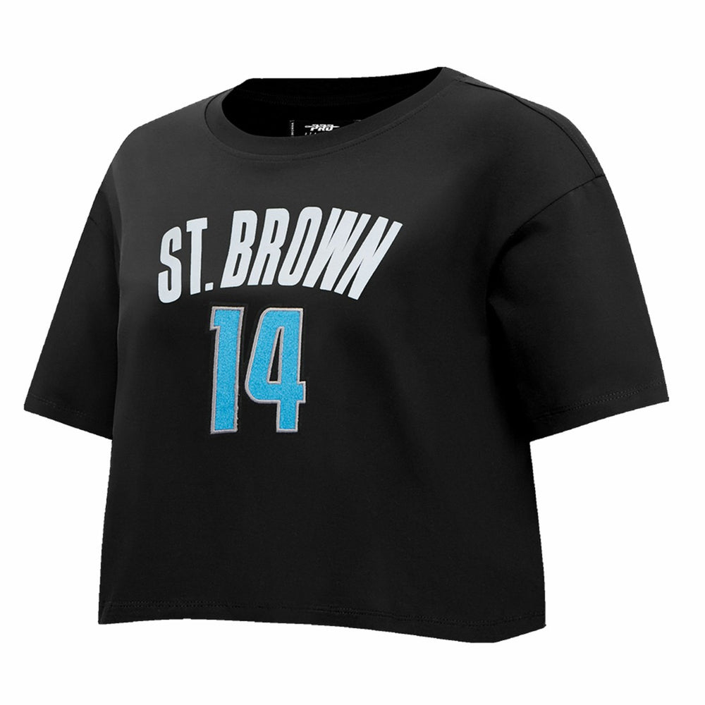 Amon-Ra St. Brown Detroit Lions Pro Standard Women's Player Name & Number Cropped Boxy T-Shirt - Black - NFL