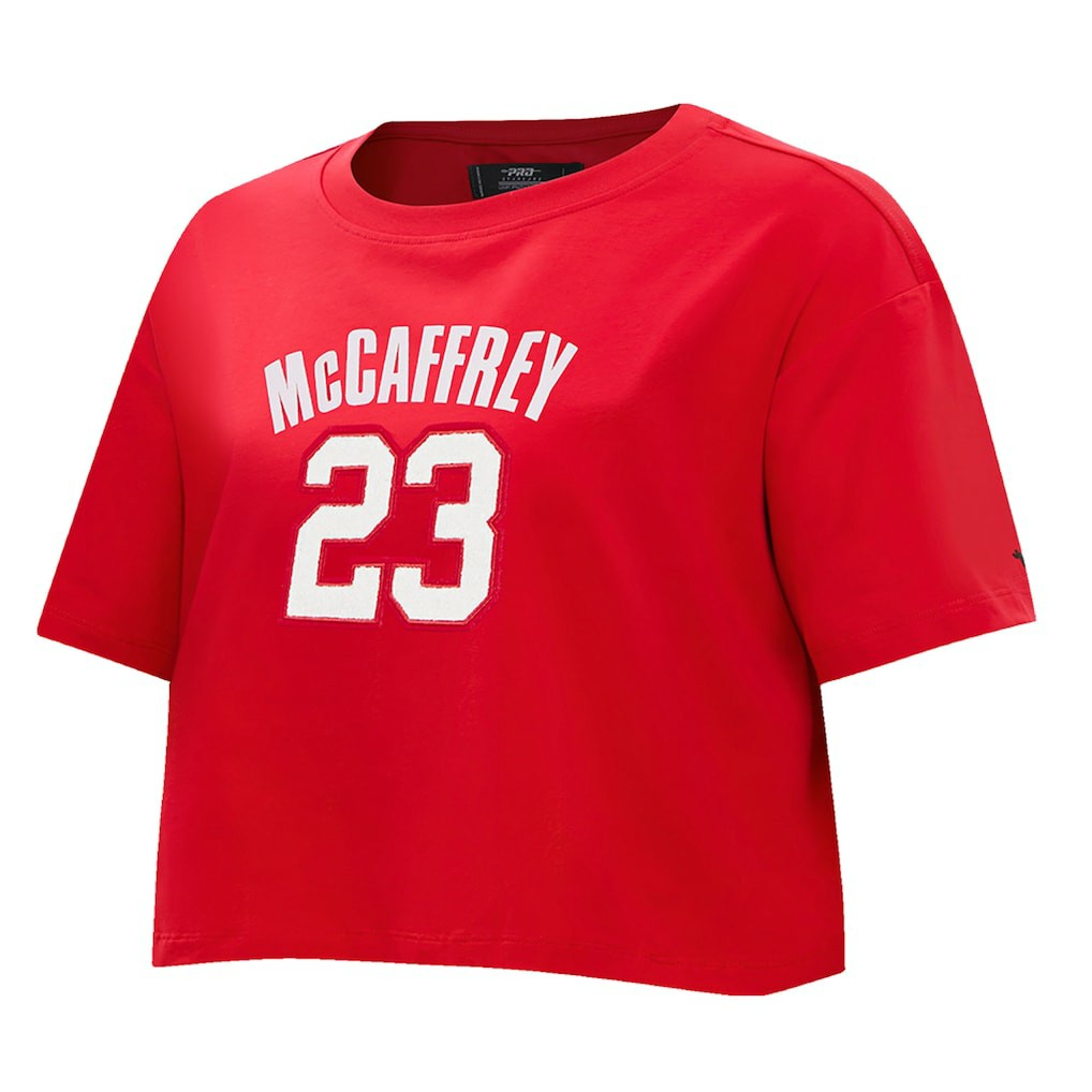 Christian McCaffrey San Francisco 49ers Pro Standard Women's Player Name & Number Cropped Boxy T-Shirt - Scarlet - NFL