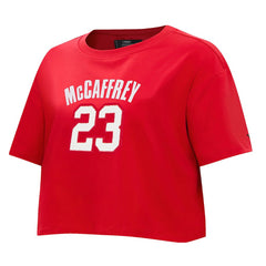Christian McCaffrey San Francisco 49ers Pro Standard Women's Player Name & Number Cropped Boxy T-Shirt - Scarlet - NFL