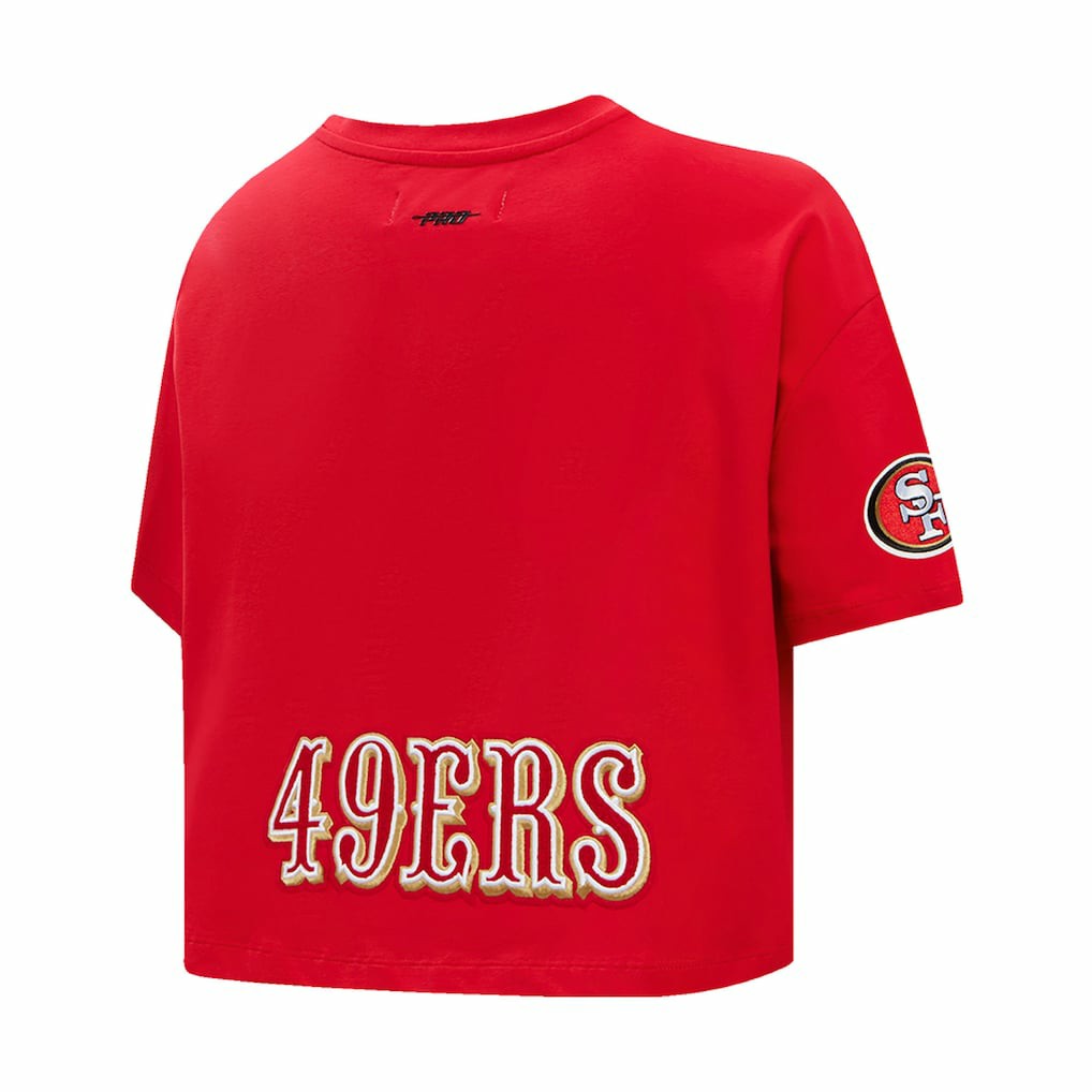 Christian McCaffrey San Francisco 49ers Pro Standard Women's Player Name & Number Cropped Boxy T-Shirt - Scarlet - NFL