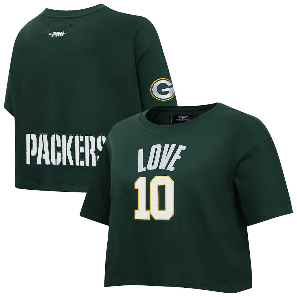 Jordan Love Green Bay Packers Pro Standard Women's Player Name & Number Cropped Boxy T-Shirt - Green - NFL