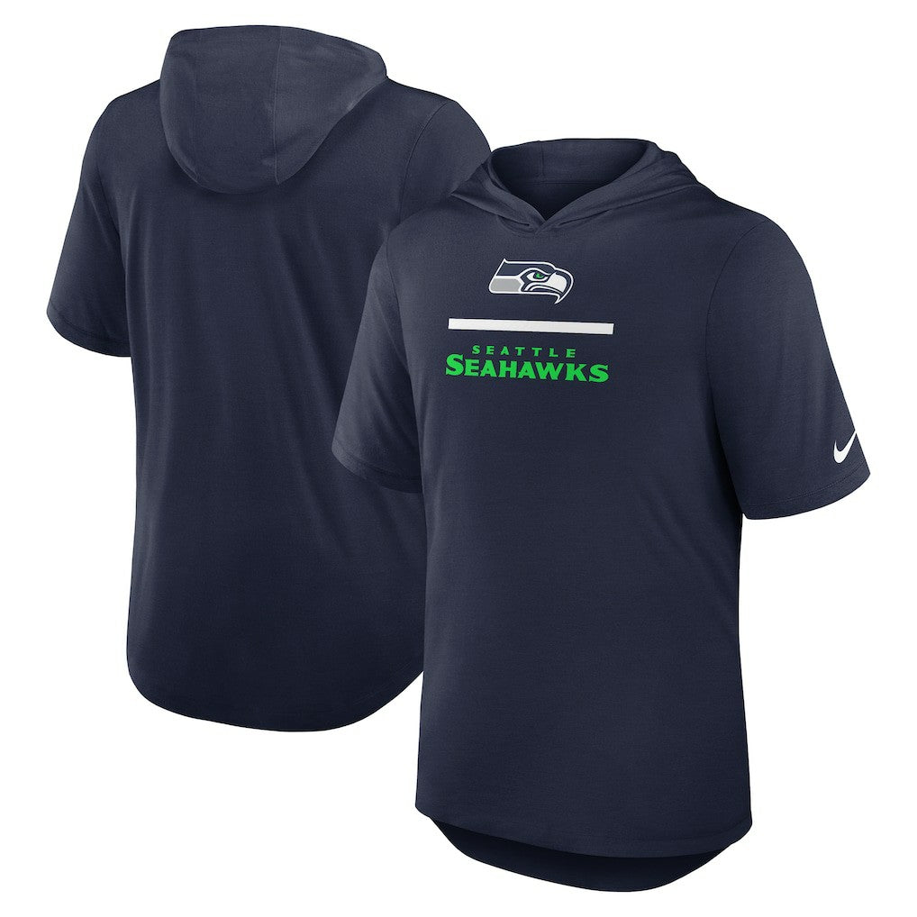Seattle Seahawks Lockup Tri-Blend Hoodie T-Shirt - College Navy - Nike