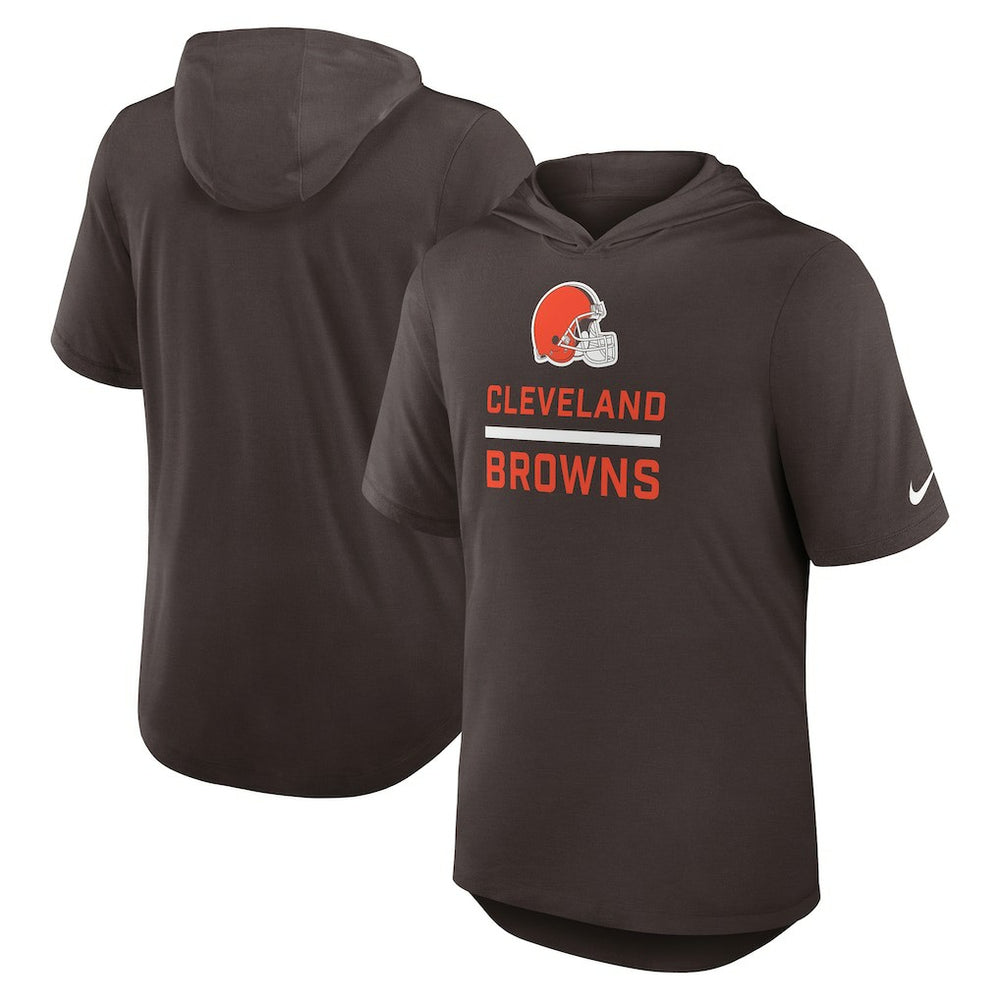 Cleveland Browns Lockup Tri-Blend Hoodie T-Shirt - Brown - Nike