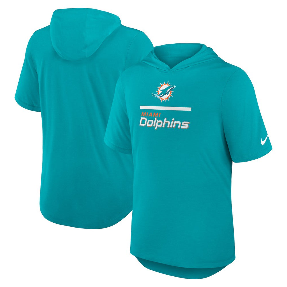 Miami Dolphins Lockup Tri-Blend Hoodie T-Shirt - Aqua - Nike