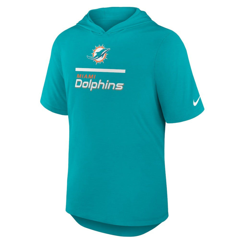 Miami Dolphins Lockup Tri-Blend Hoodie T-Shirt - Aqua - Nike