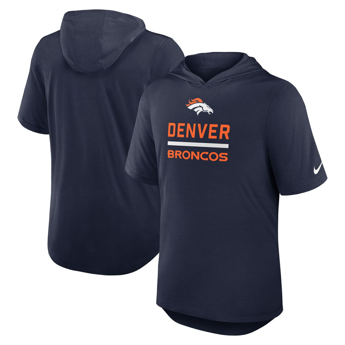 Denver Broncos Lockup Tri-Blend Hoodie T-Shirt - Navy - Nike