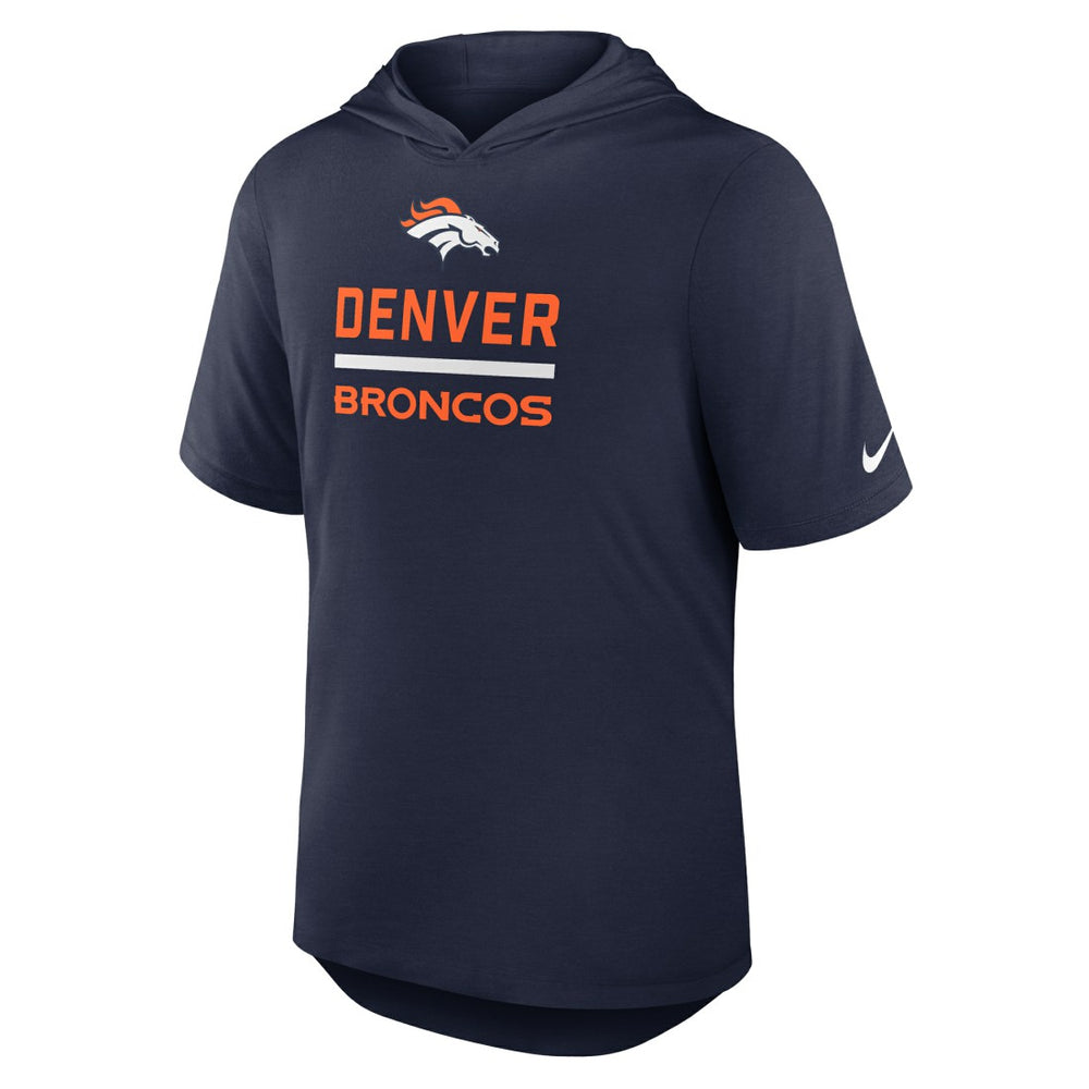 Denver Broncos Lockup Tri-Blend Hoodie T-Shirt - Navy - Nike