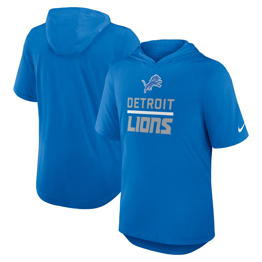 Detroit Lions Lockup Tri-Blend Hoodie T-Shirt - Blue - Nike