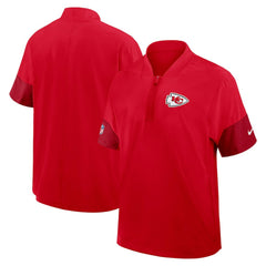 Kansas City Chiefs Sideline Short Sleeve Quarter-Zip Dri-FIT Coach Jacket - Red - Nike