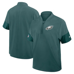 Philadelphia Eagles Sideline Short Sleeve Quarter-Zip Dri-FIT Coach Jacket - Midnight Green - Nike