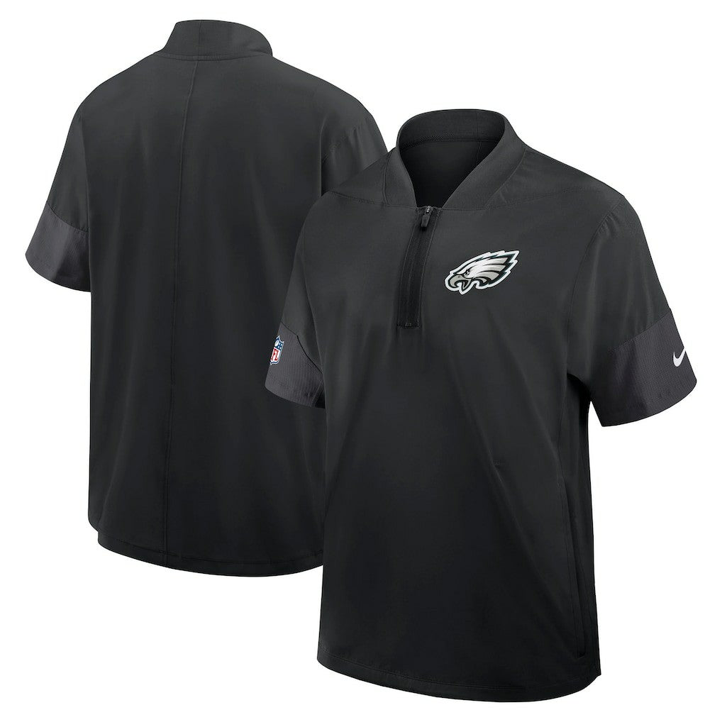 Philadelphia Eagles Sideline Short Sleeve Quarter-Zip Dri-FIT Coach Jacket - Black - Nike