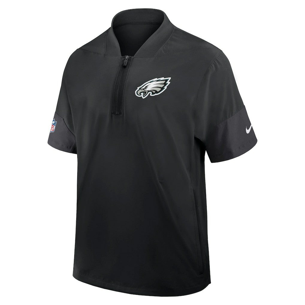 Philadelphia Eagles Sideline Short Sleeve Quarter-Zip Dri-FIT Coach Jacket - Black - Nike