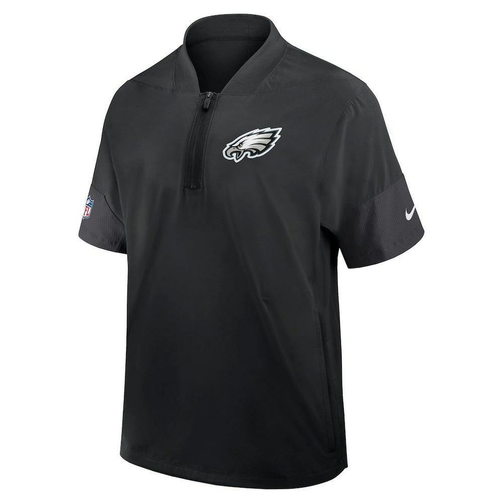 Philadelphia Eagles Sideline Short Sleeve Quarter-Zip Dri-FIT Coach Jacket - Black - Nike
