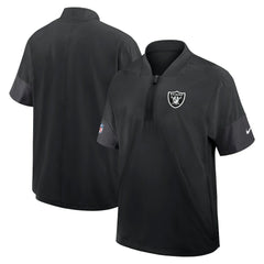 Las Vegas Raiders Sideline Short Sleeve Quarter-Zip Dri-FIT Coach Jacket - Black - Nike