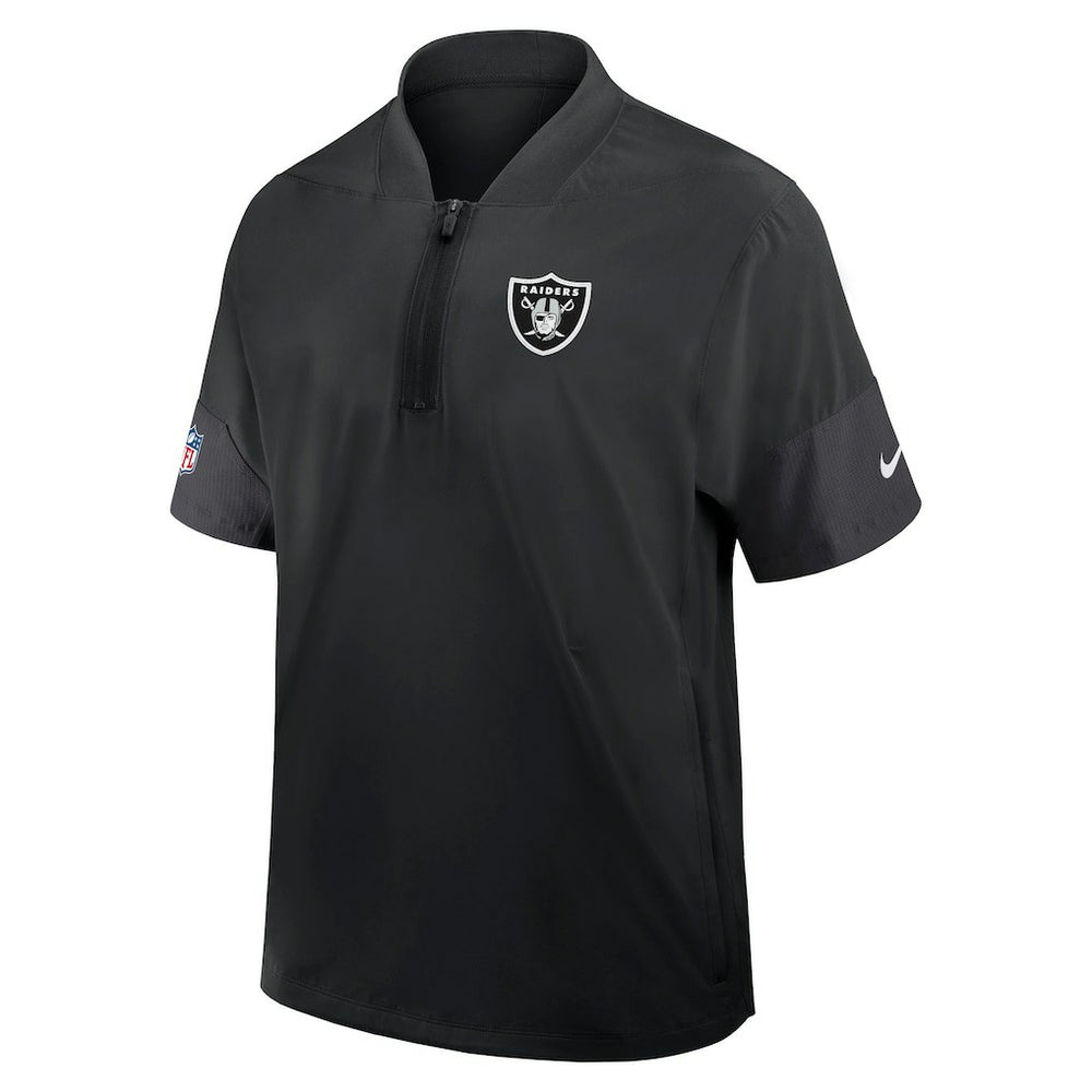 Las Vegas Raiders Sideline Short Sleeve Quarter-Zip Dri-FIT Coach Jacket - Black - Nike
