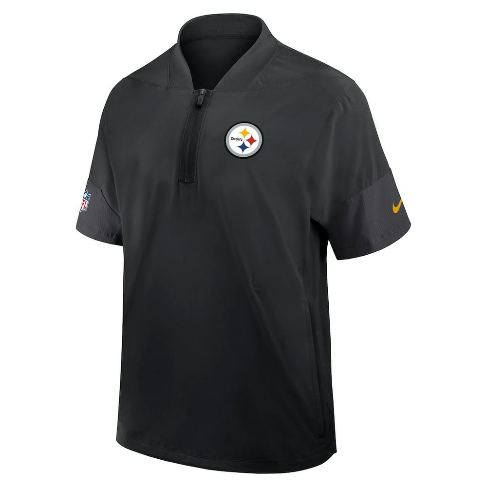Pittsburgh Steelers Sideline Short Sleeve Quarter-Zip Dri-FIT Coach Jacket - Black - Nike