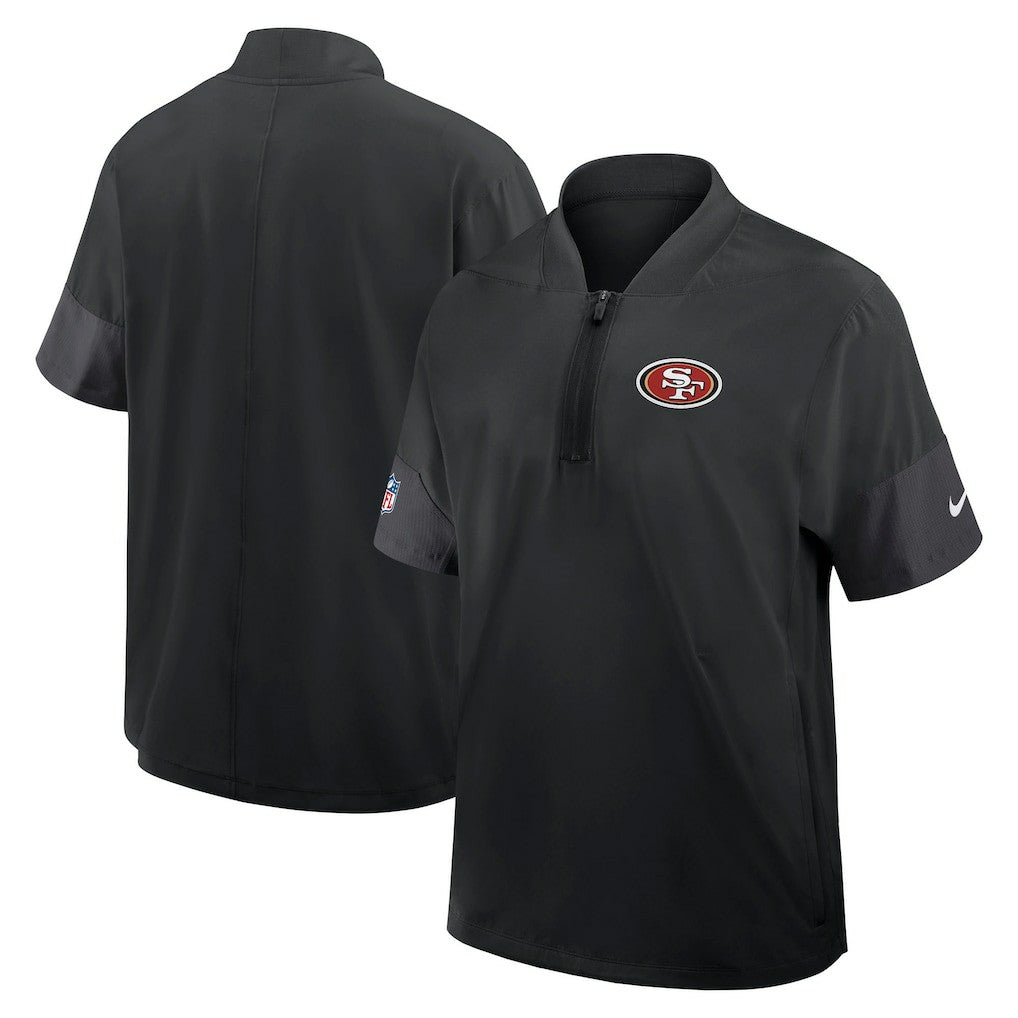 San Francisco 49ers Sideline Short Sleeve Quarter-Zip Dri-FIT Coach Jacket - Black - Nike