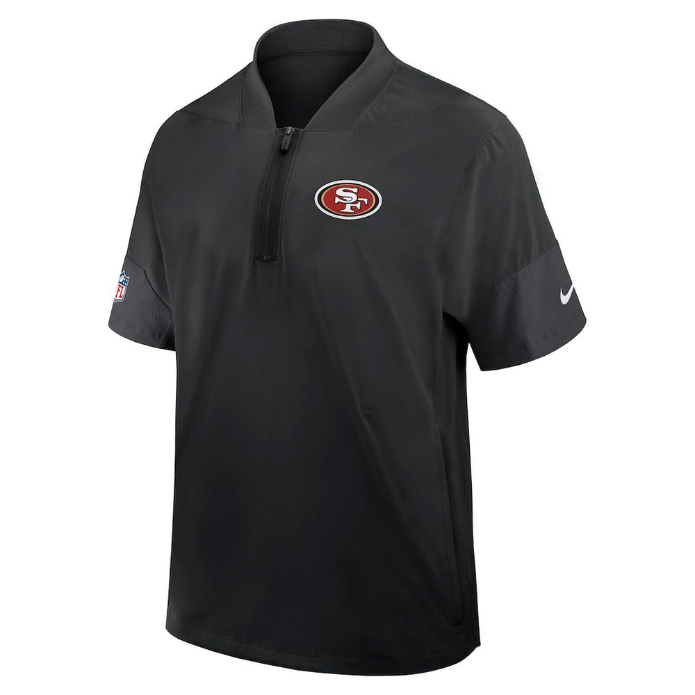 San Francisco 49ers Sideline Short Sleeve Quarter-Zip Dri-FIT Coach Jacket - Black - Nike