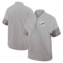 Miami Dolphins Sideline Short Sleeve Quarter-Zip Dri-FIT Coach Jacket - Gray - Nike