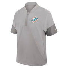 Miami Dolphins Sideline Short Sleeve Quarter-Zip Dri-FIT Coach Jacket - Gray - Nike