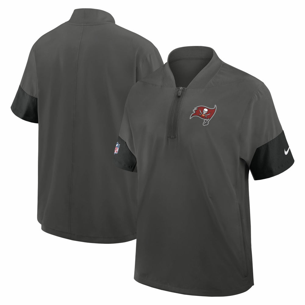 Tampa Bay Buccaneers Sideline Short Sleeve Quarter-Zip Dri-FIT Coach Jacket - Pewter - Nike