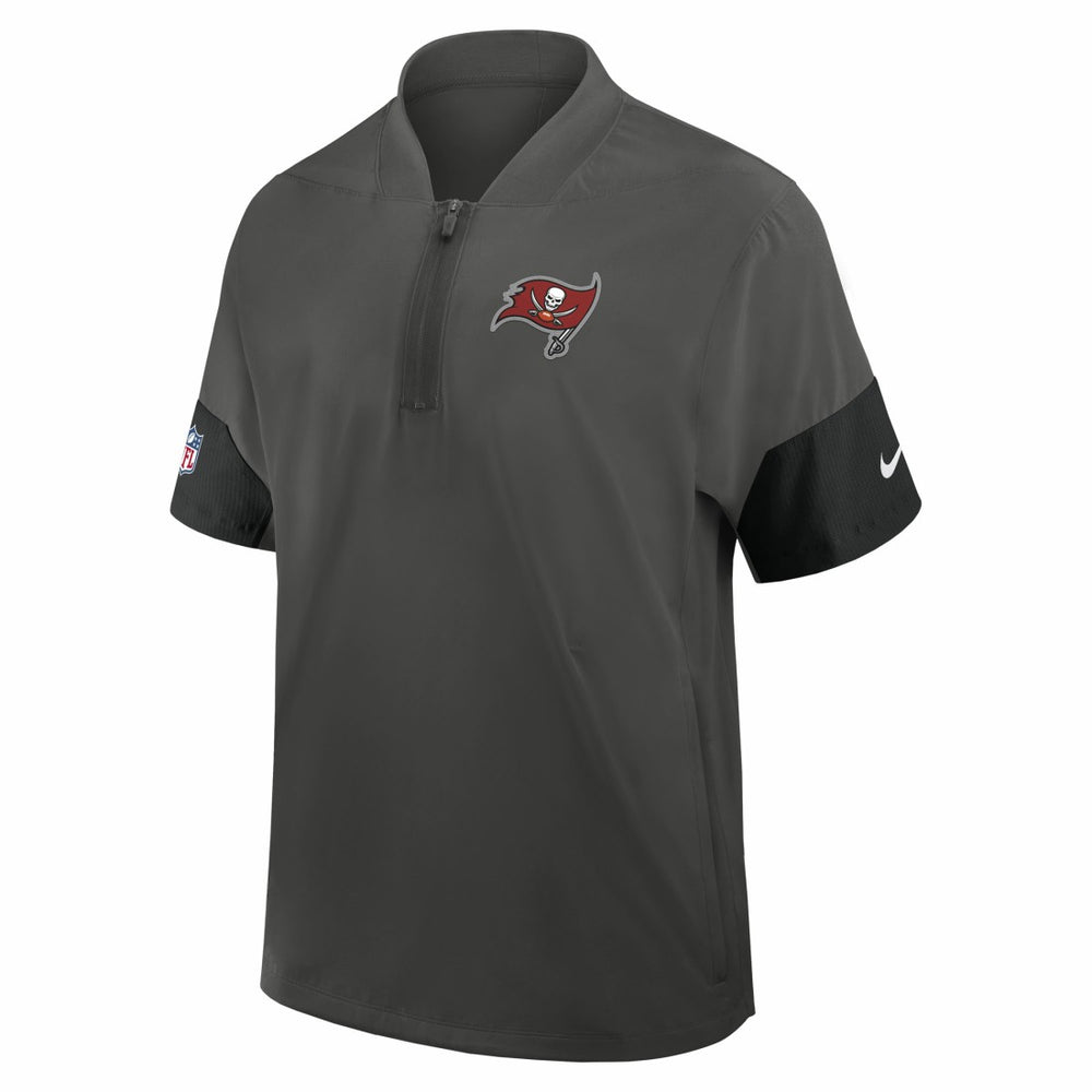 Tampa Bay Buccaneers Sideline Short Sleeve Quarter-Zip Dri-FIT Coach Jacket - Pewter - Nike